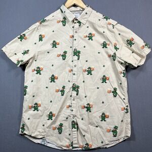 Denim & Flower Ricky Singh Button Down Shirt St Patrick's Day Leprechaun Beer XL